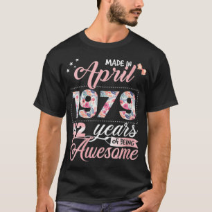 Camiseta Regalo floral de cumpleaños número 42 para mujeres