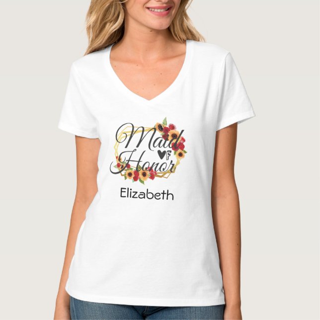 Camiseta Regalo floral de Rosas de Sunflowers en la doncell (Anverso)