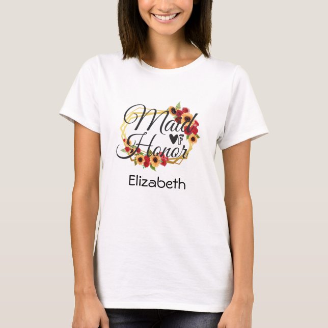 Camiseta Regalo floral de Rosas de Sunflowers en la doncell (Anverso)