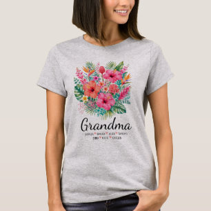 Camiseta Regalo Floral Personalizado para Abuela con Nombre