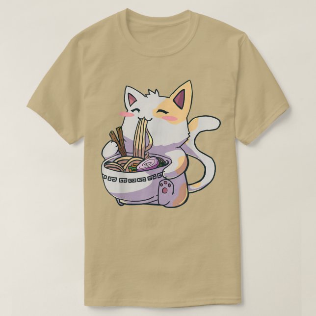 Camiseta Regalo japonés del gato Ramen T Kawaii Anime Tee  (Diseño del anverso)