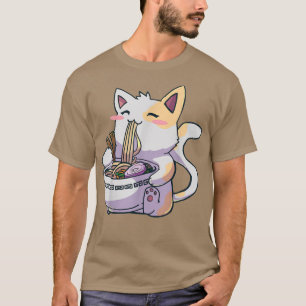 Camiseta Regalo japonés del gato Ramen T Kawaii Anime Tee 