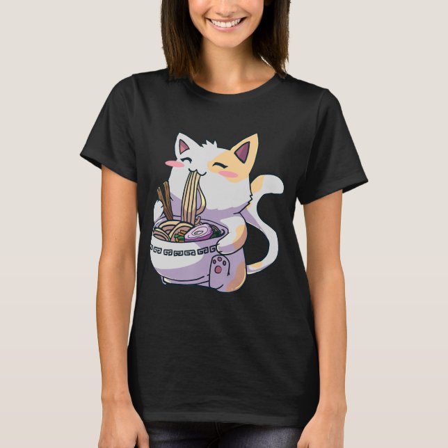 Camiseta Regalo japonés Ramen Cat Kawaii Anime (Anverso)
