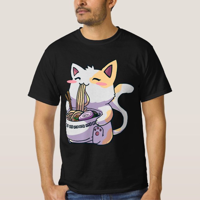 Camiseta Regalo japonés Ramen Cat Kawaii Anime (Anverso)