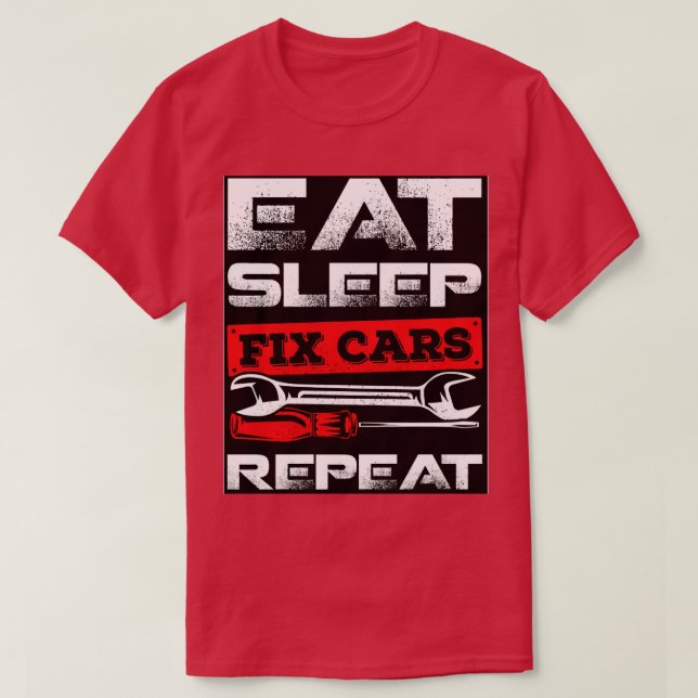Camiseta Regalo mecánico de coches de carreras repetidas (Diseño del anverso)