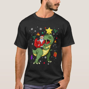 Camiseta Regalo navideño divertido de Santa Riding Trex Din