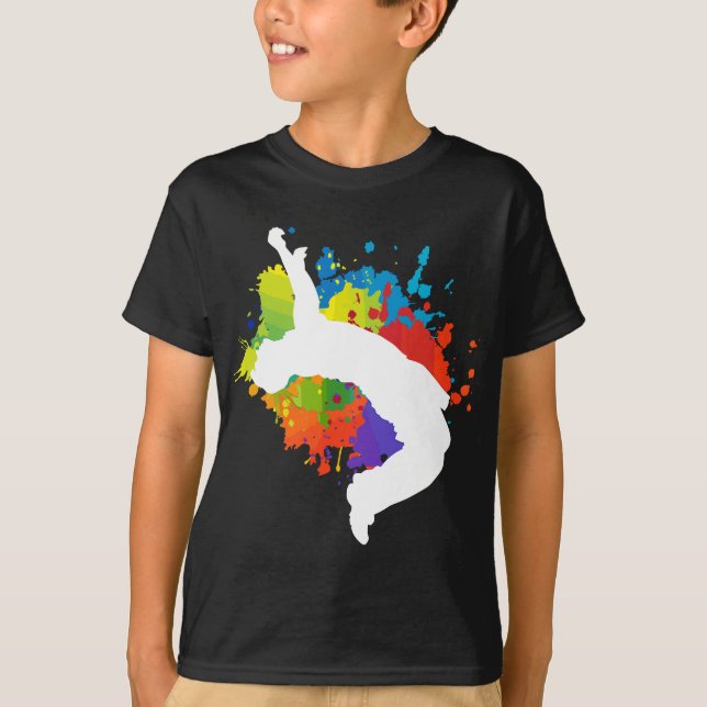 Camiseta Regalo Ninja de la Ciudad de Jumping de Mano Libre (Anverso)