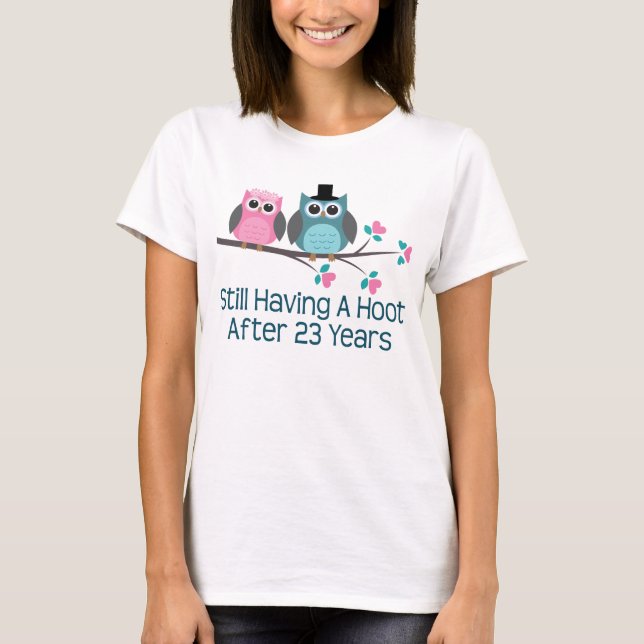 Camiseta Regalo para 23 años de Boda Hoot (Anverso)