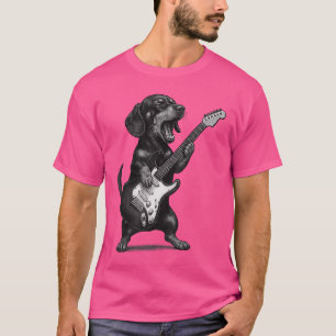 Camiseta Regalo para amante de perros salchicha tocando gui