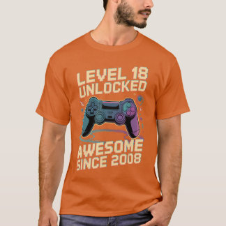 Camiseta Regalo para chico de 18 cumpleaños nivel 18 jugado