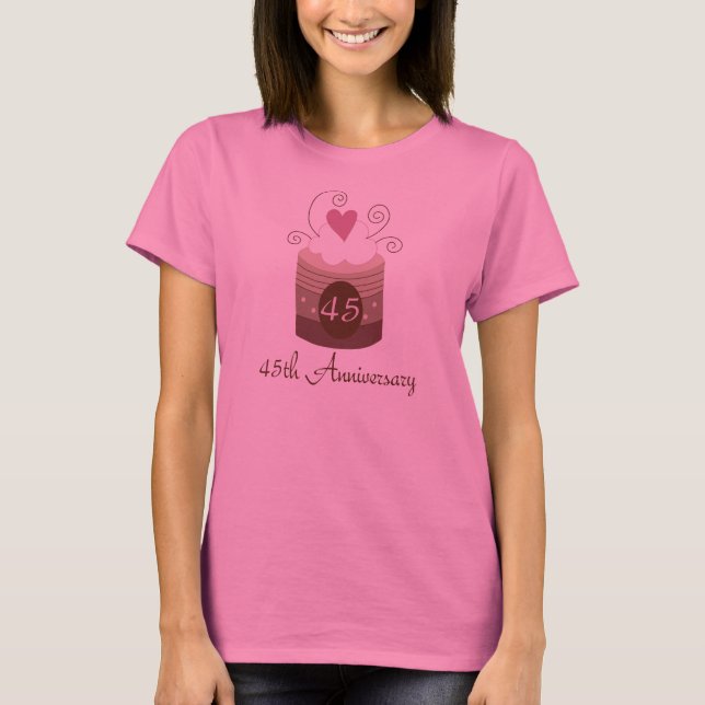 Camiseta Regalo para el 45.º Boda Cute Cupcake (Anverso)
