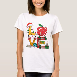 Camiseta Regalo para maestros   Lápiz de amor Manzanas Libr