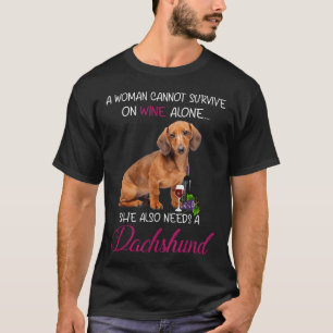 Camiseta Regalo para mujer amante del vino y perros dachshu