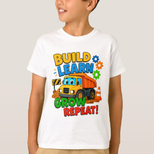 Camiseta 🌱 Regalo para niños Construye Aprende Crece ⭐