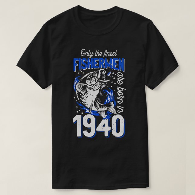 Camiseta Regalo para pescador de 80 años 1940 80th (Diseño del anverso)