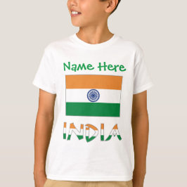 Camiseta Regalo Personalizado Bandera de la India Chicos