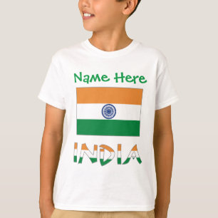 Camiseta Regalo Personalizado Bandera de la India Chicos