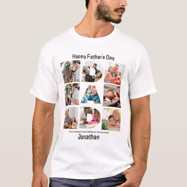 Camiseta Regalo personalizado para papá padre Día 9 Collage (Anverso)