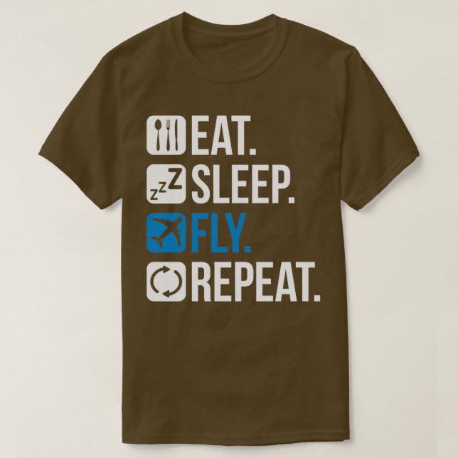 Camiseta Regalo piloto Comer Dormir Volar Repetir Airman Ae (Diseño del anverso)