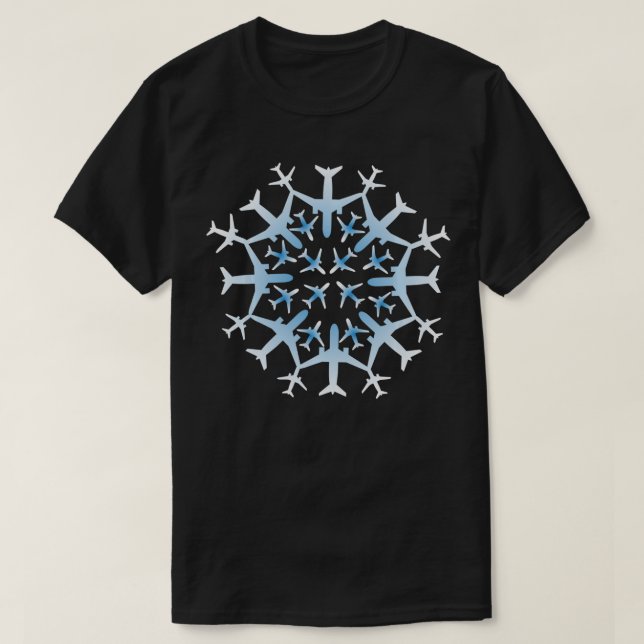 Camiseta Regalo piloto Navidades de aviones Snowflake Nieve (Diseño del anverso)