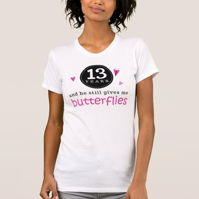 Camiseta Regalo por mariposa del 13° aniversario del Boda (Anverso)