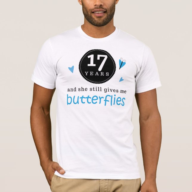 Camiseta Regalo por mariposa en 17 años Boda (Anverso)