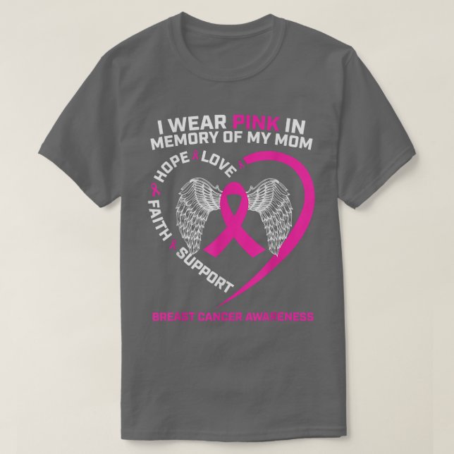 Camiseta Regalo Que Llevo Rosa En Memoria Del Cáncer De Mam (Diseño del anverso)