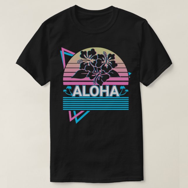 Camiseta Regalo retro de flores de Aloha Hibiscus Hawaii (Diseño del anverso)