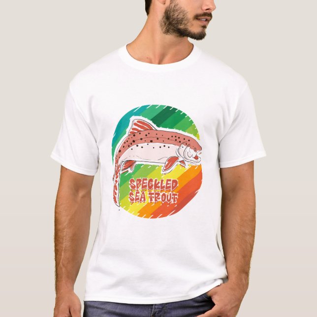 Camiseta Regalo Retro de Pesca de Trucha de Mar Manchada (Anverso)