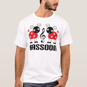 Camiseta Regalo rojo del músico del Bassoon de la mariquita