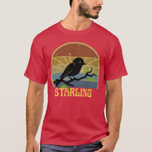 Camiseta Regalo Silueta de Estornino Retro Vintage Pájaro 7