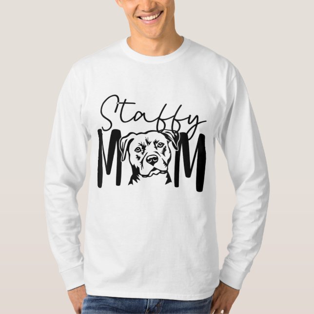Camiseta Regalo Staffy Mom Para Staffordshire Bull Terrier  (Anverso)
