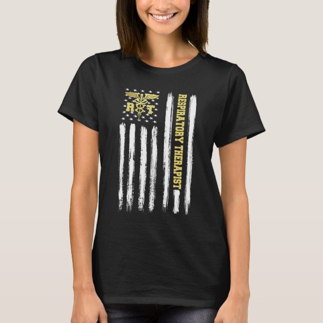Camiseta Regalo terapéutico respiratorio bandera patriótica (Anverso)