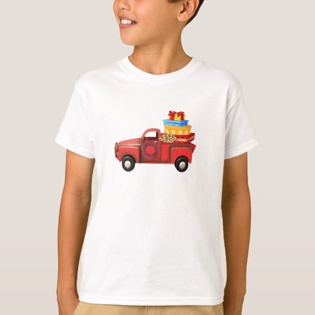 Camiseta Regalos clásicos retro vintage Red Truck Christmas (Anverso)