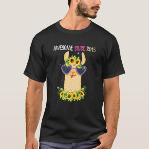 Camiseta Regalos Cumpleaños 8 Llama Increíble Desde 2015 8