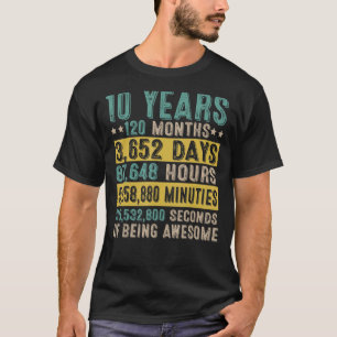 Camiseta Regalos de 10 años de antigüedad e impresionantes 