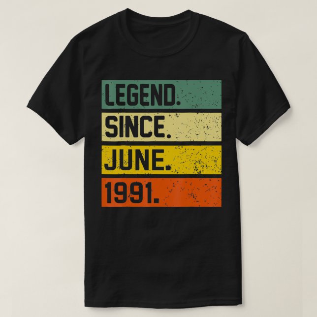 Camiseta Regalos de 1991 Leyenda de época desde el 31 de ju (Diseño del anverso)