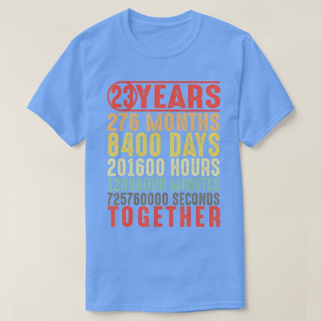 Camiseta Regalos de 23 años 23 de aniversario de su Boda (Diseño del anverso)