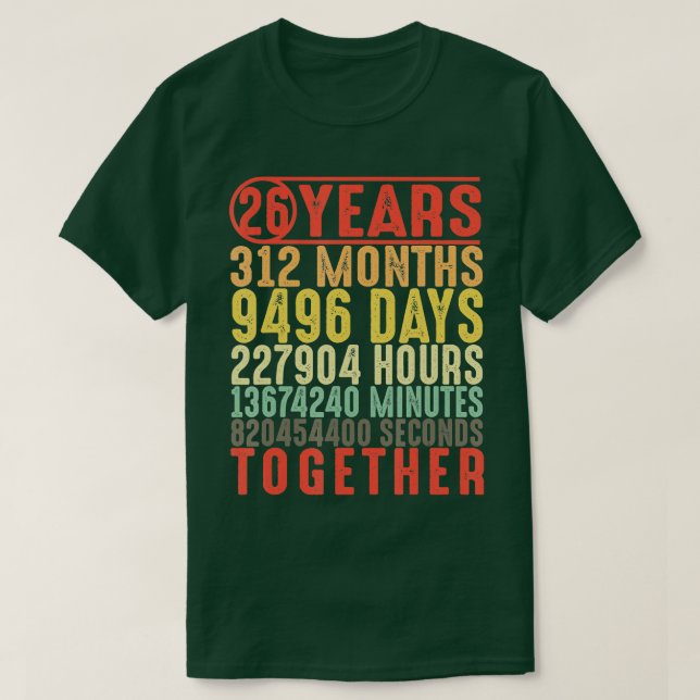 Camiseta Regalos de 26 años del 26° aniversario de su Boda (Diseño del anverso)