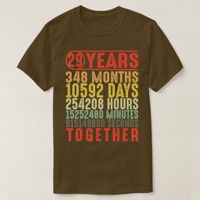 Camiseta Regalos de 29 años 29 de aniversario de su Boda (Diseño del anverso)