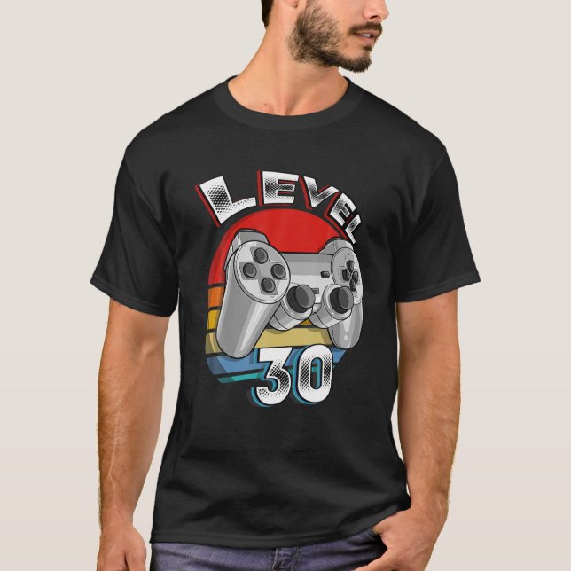 Camiseta Regalos de 30 años Nivel 30 Videojuego desbloquead (Anverso)