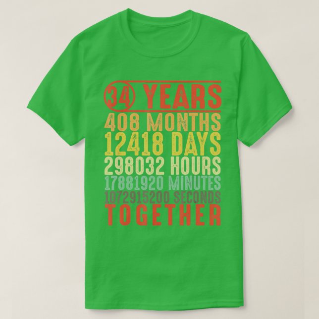 Camiseta Regalos de 34 años para su pareja 34 (Diseño del anverso)