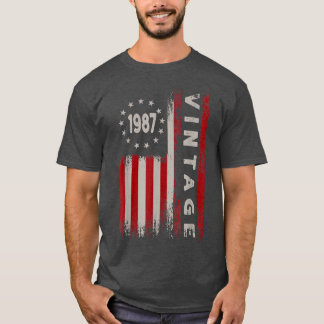 Camiseta Regalos de 35 años Vintage Bandera estadounidense