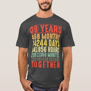 Camiseta Regalos de 39 años, 39, aniversario del Boda para