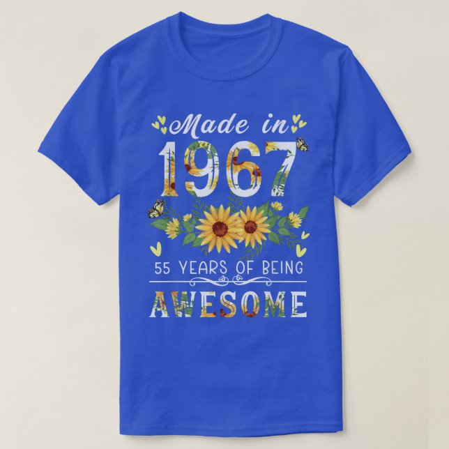 Camiseta Regalos de 55 años de girasol para las mujeres, Fl (Diseño del anverso)