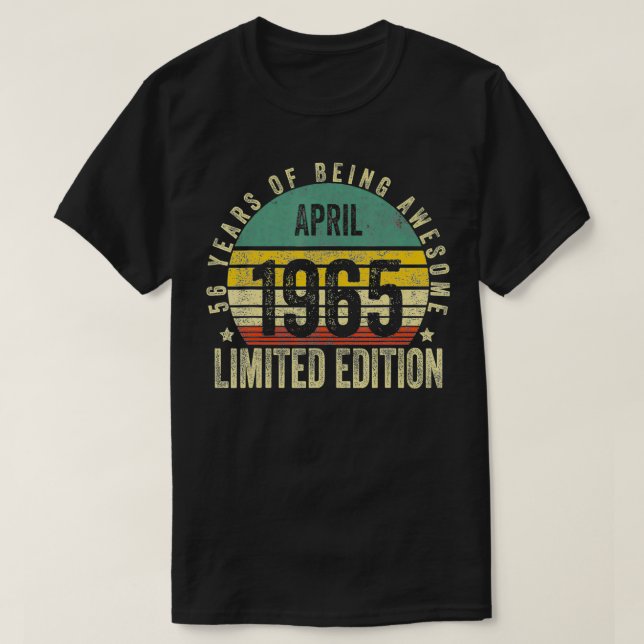 Camiseta Regalos de 56 años Abril 1965 Edición limitada 56ª (Diseño del anverso)