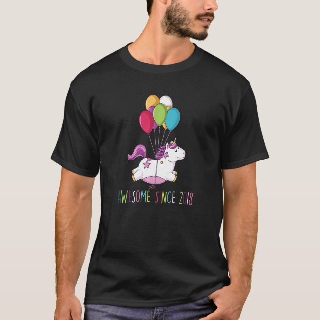 Camiseta Regalos de 5 años Chica adolescentes globo unicorn (Anverso)