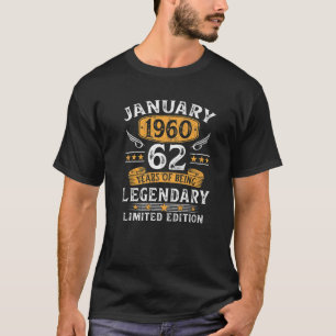 Camiseta Regalos De 62 Años De Enero De 1960 Regalos De Cum