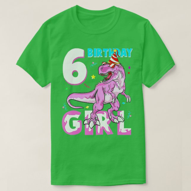 Camiseta Regalos de 6 años 6 Chica de cumpleaños Dinosaur T (Diseño del anverso)