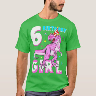 Camiseta Regalos de 6 años 6 Chica de cumpleaños Dinosaur T